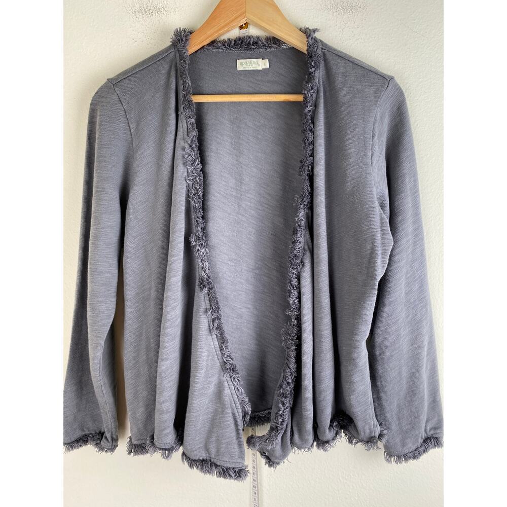 Spartina 449 Clara Convertible Cardigan Fringe Cotton Gray L - Picture 11 of 16